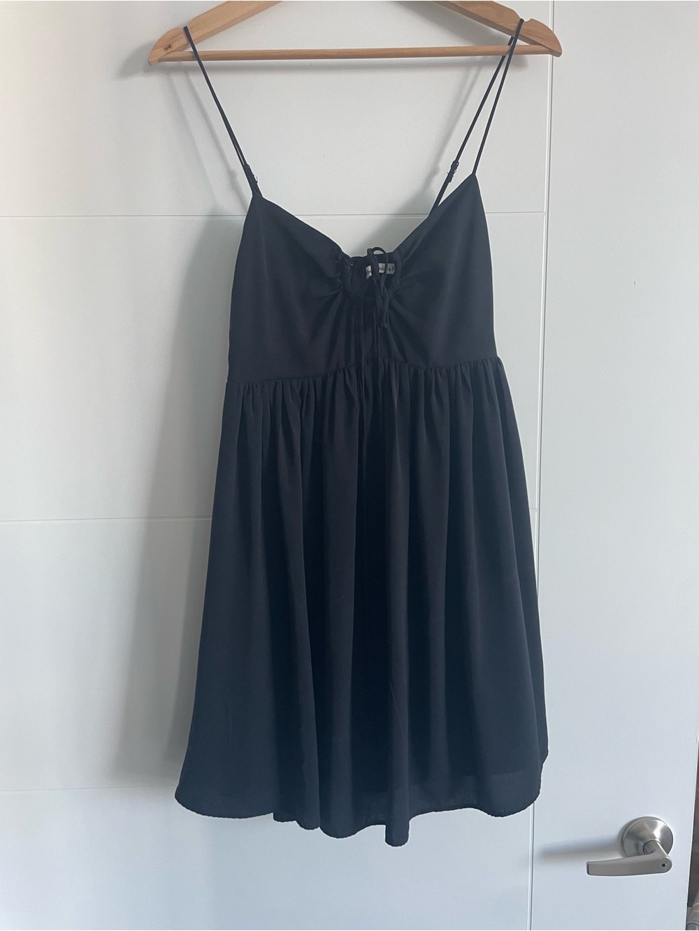 Abercrombie & Fitch Black Spaghetti Strap Dress with Front Tie
